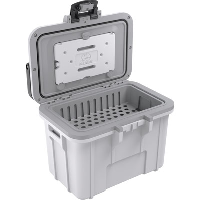 pelican 8qt hard cooler white open tray