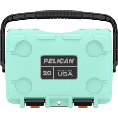 pelican camping cooler 20qt pacific blue orange seafoam
